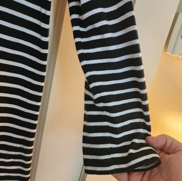 Garnet Hill Knit Cotton Midi Dress Size 4 Navy Nautical White Stripe Beach - Picture 3 of 8